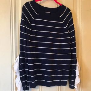 Chelsea28 Ruffle Cuff Striped Sweater